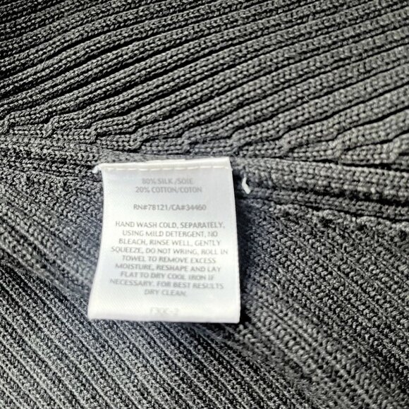 EILEEN FISHER PETITE BLACK COTTON SILK OPEN MID-LENGTH CARDIGAN - PM - Picture 7 of 8